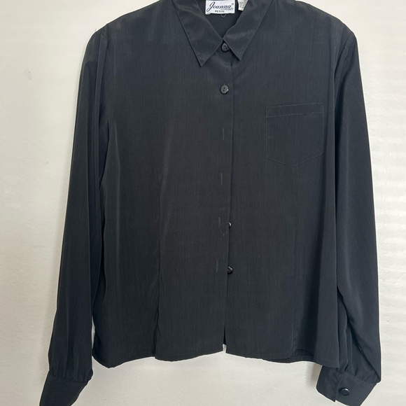 NWOT Joanna Petite Black Casual Button Down Shirt - Picture 2 of 4